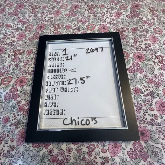 Chico's Size 1 No-Iron Love at First Sight Caroline Button Down Shirt Blue White - Picture 7 of 7